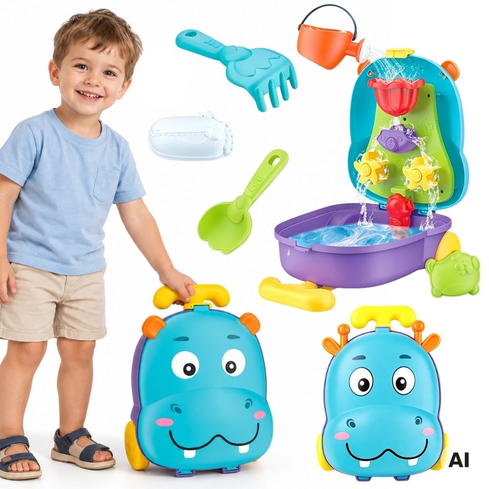 Woopie Hippo Sand and Water Play Case 2 in 1