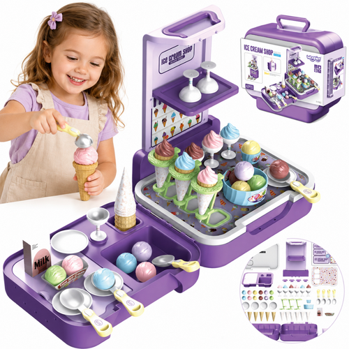 Woopie toy ice cream shop in a rolling case 3in1, 62 pieces