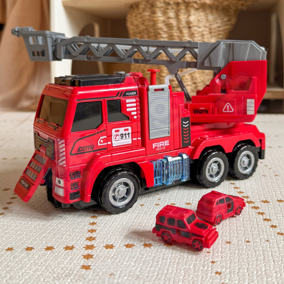 Toy fire truck – three mini fire vehicles