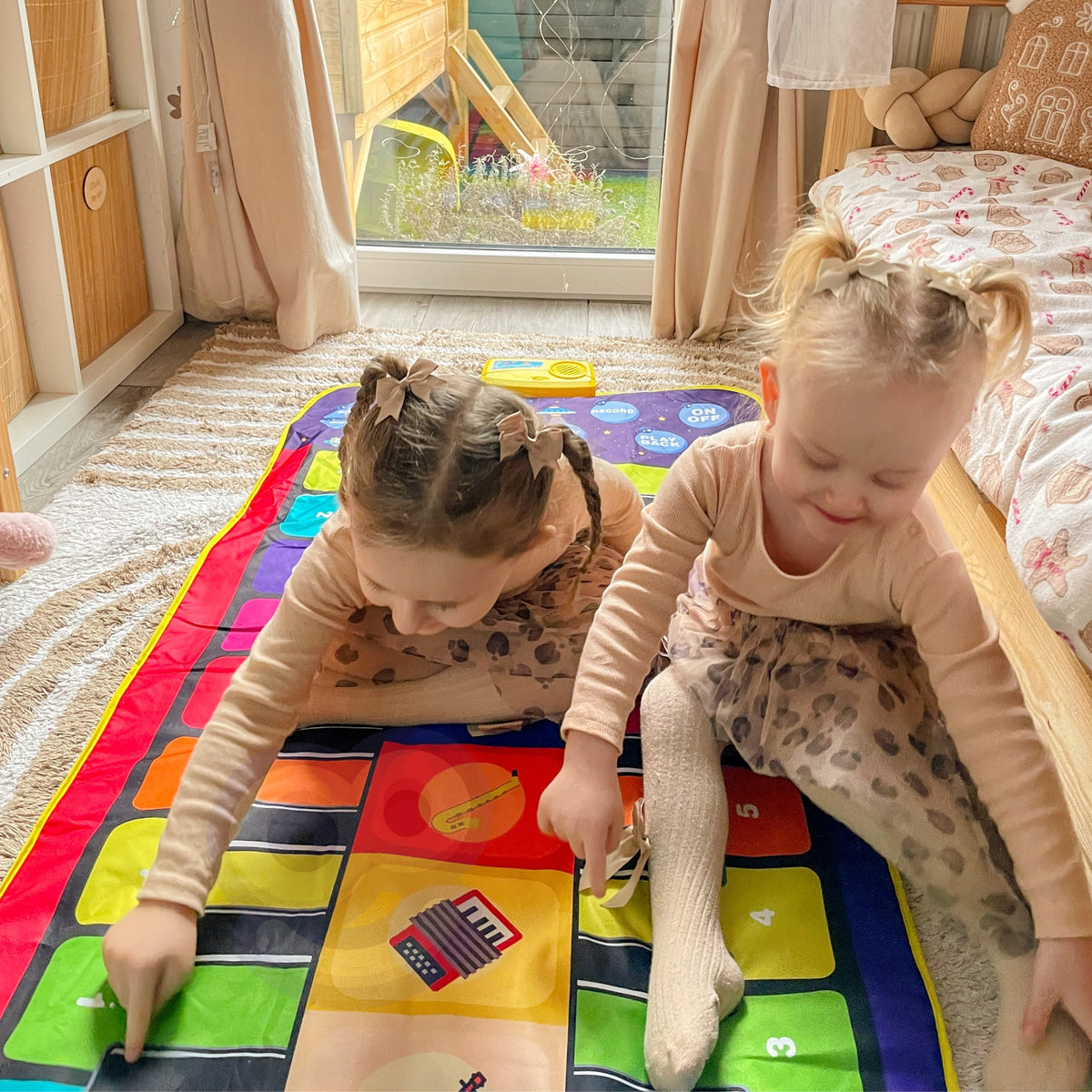 Woopie muzikālais deju paklājs – vadības pogas un skaļums