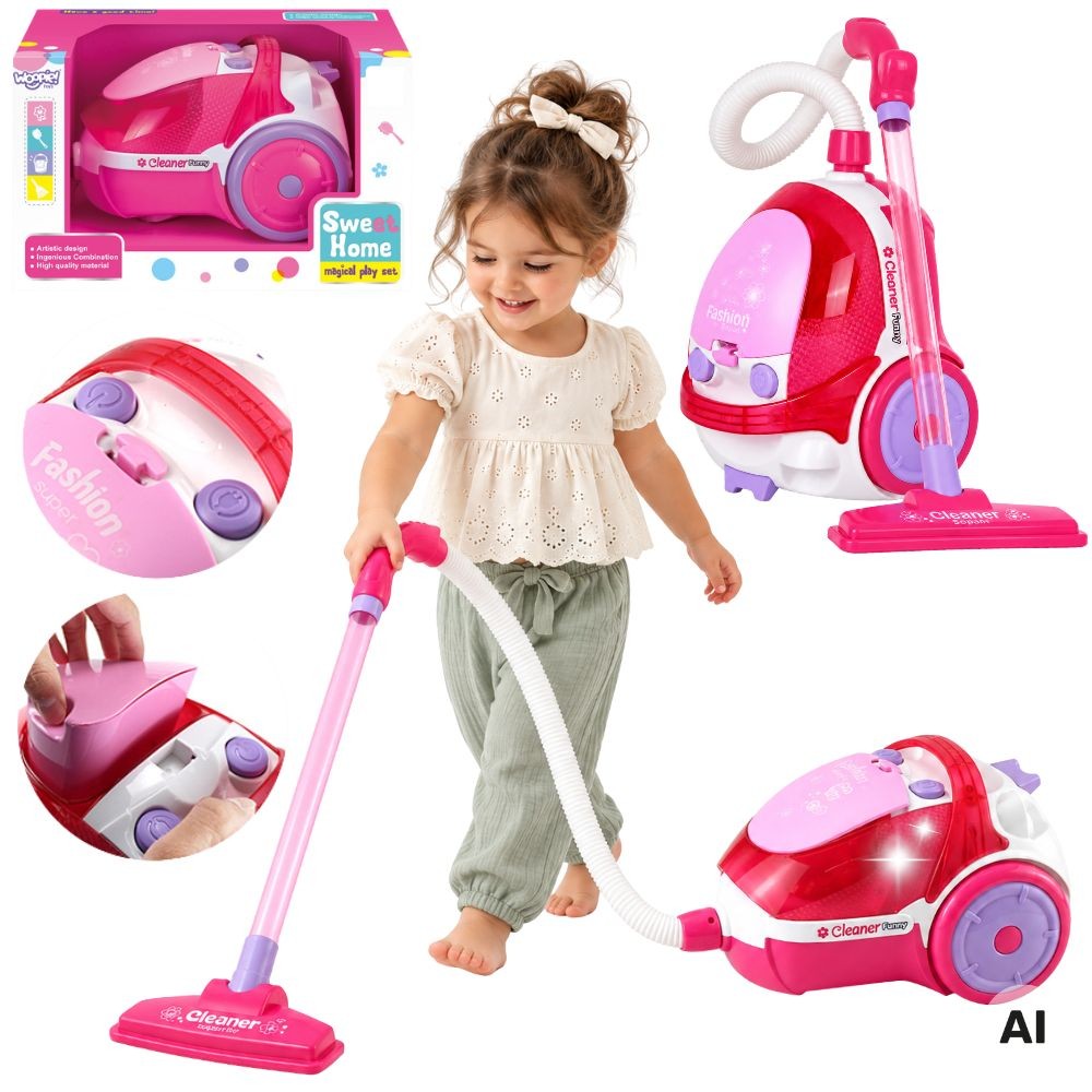 Woopie Pink Interactive Toy Vacuum Cleaner with Suction