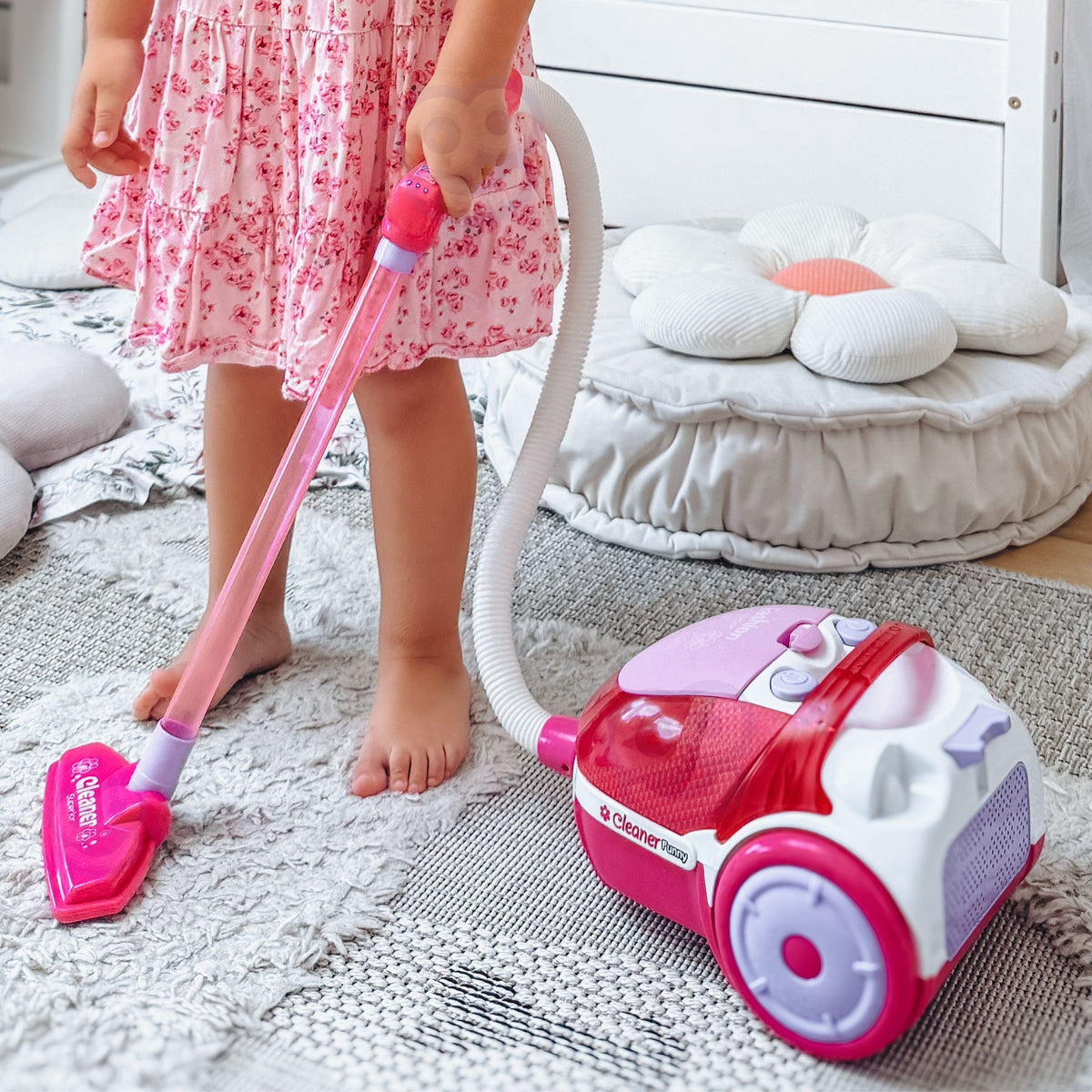 Woopie pink toy vacuum – long tube with nozzle