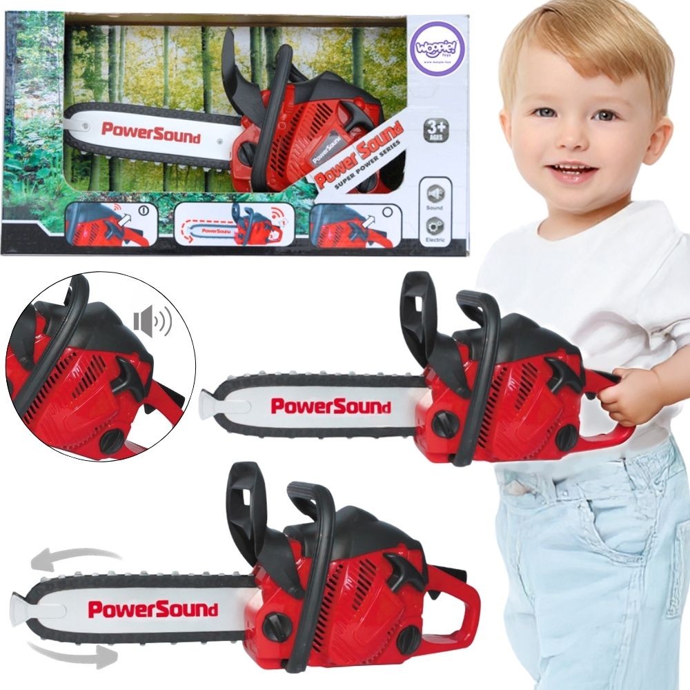 Woopie kids' toy chainsaw with rotating rubber chain