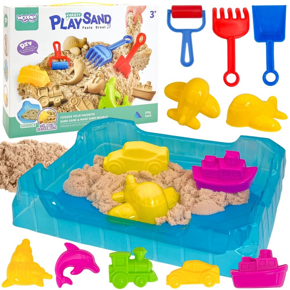 Woopie Kinetic Sand 0.5 kg Play Set with Tray and Moulds