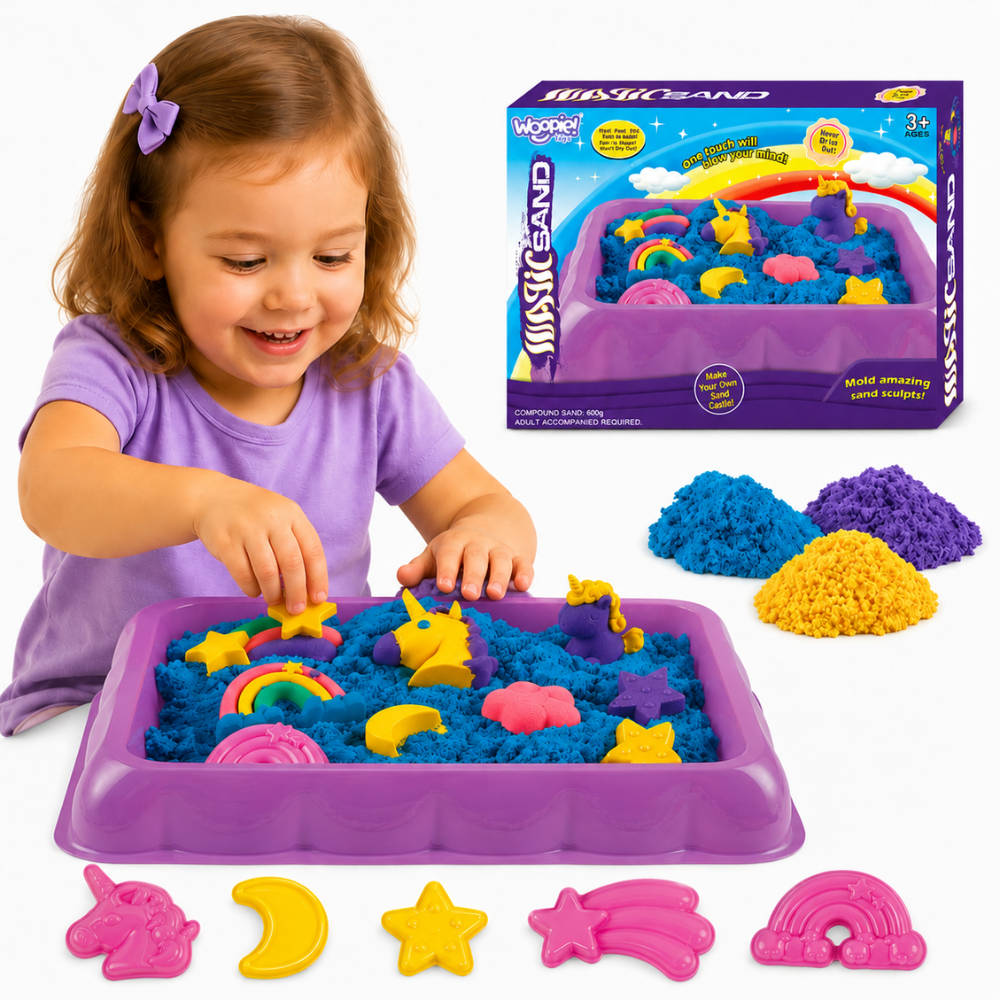 Woopie Unicorn Kinetic Sand Set 0.6 kg with Tray