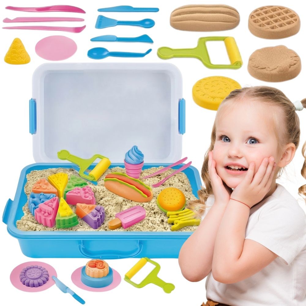 Woopie kinetic sand set in 6 colours with sweet shop moulds