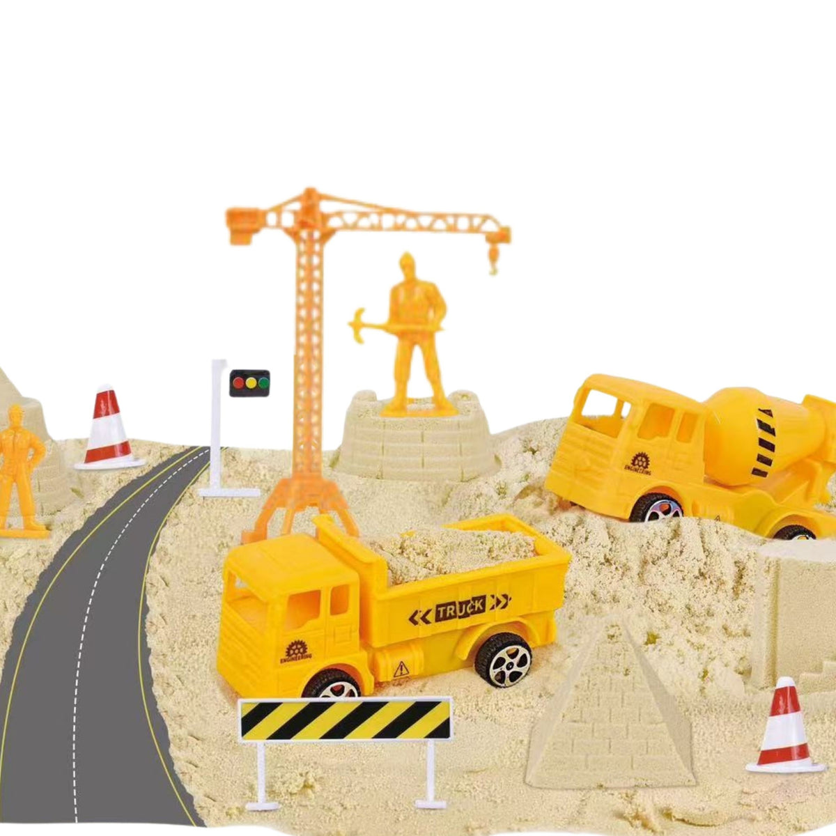 Kinetic sand construction case closed with handle