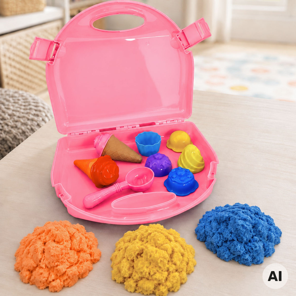 Woopie kinetic sand ice cream set – cupcake and scoop moulds