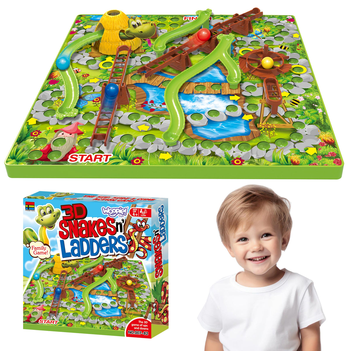 Woopie 3D galda spēle Čūskas un kāpnes 2–4 spēlētājiem