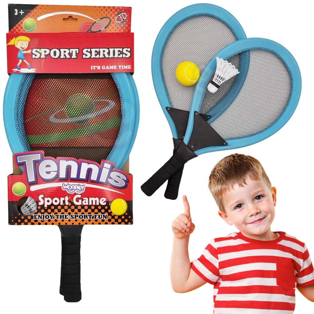 Woopie lielās bērnu raketes tenisam un badmintonam ar bumbiņu