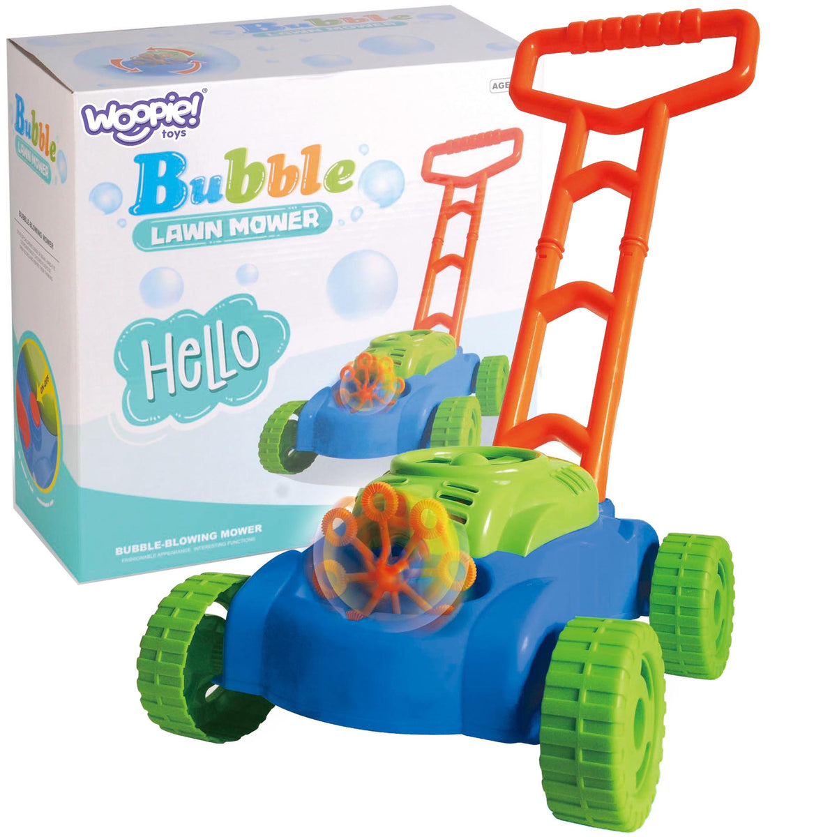 Woopie Bubble Lawn Mower Push Toy with Sounds