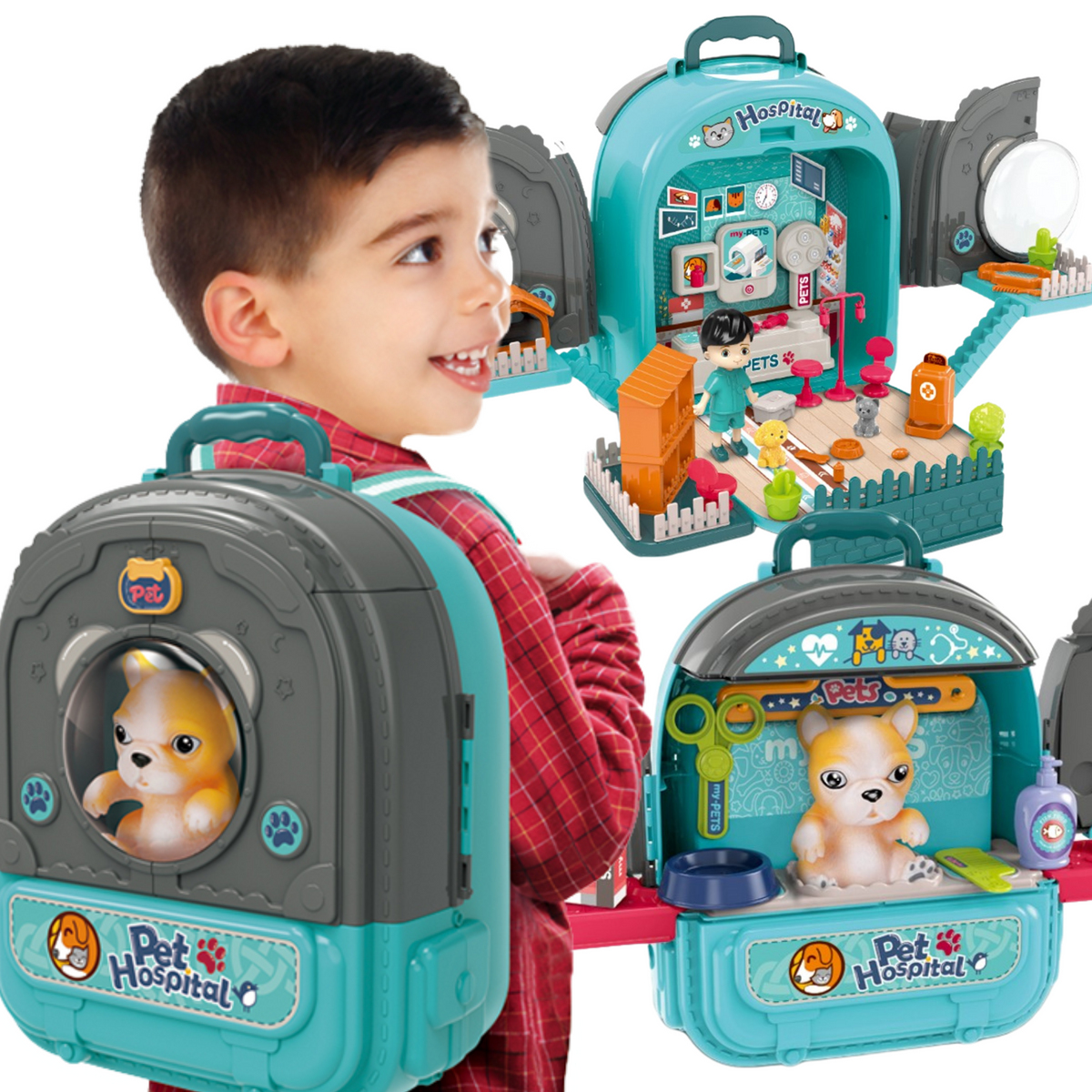 Woopie 3in1 mazā veterinārārsta slimnīca mugursomā