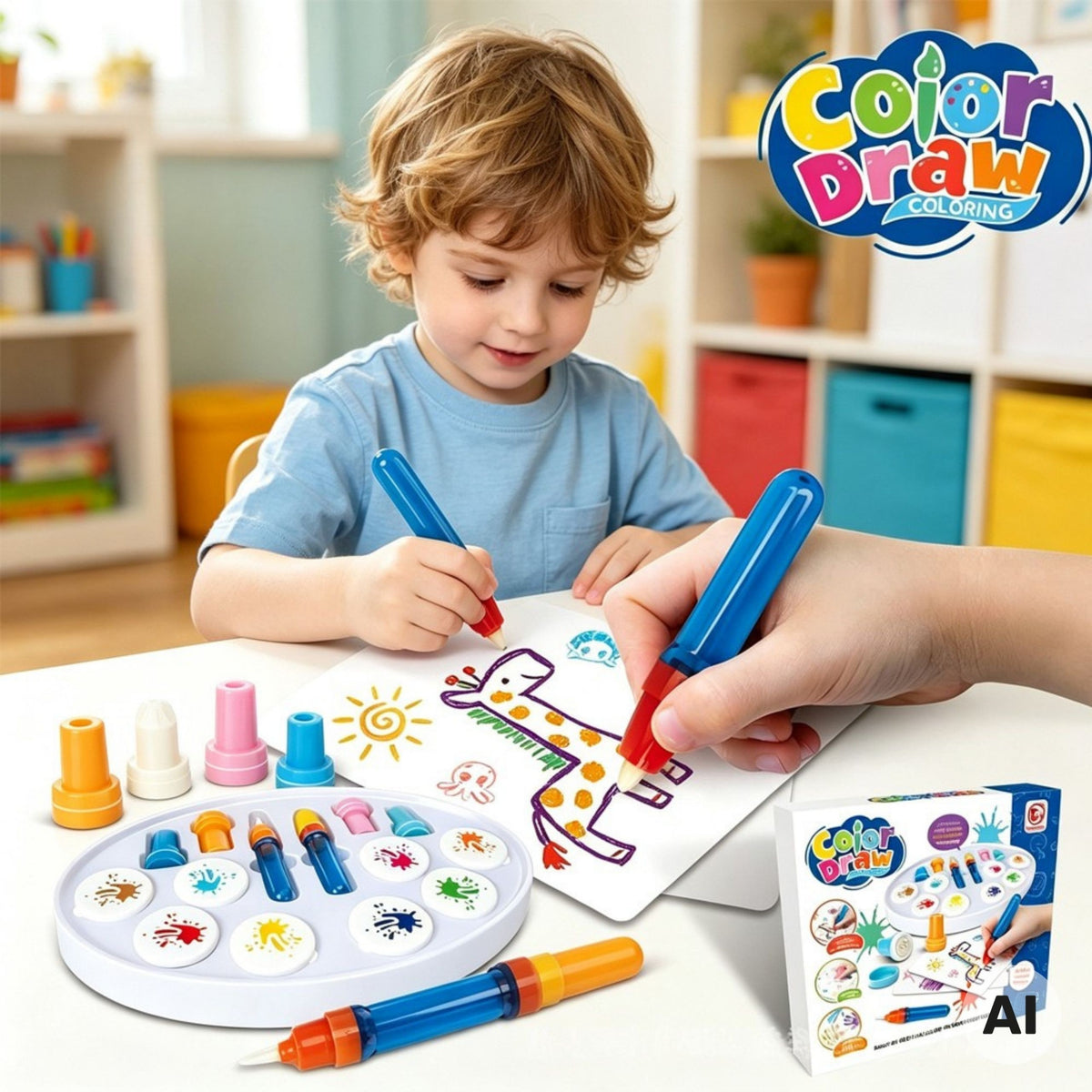 Woopie magic painting set – colours appearing on paper