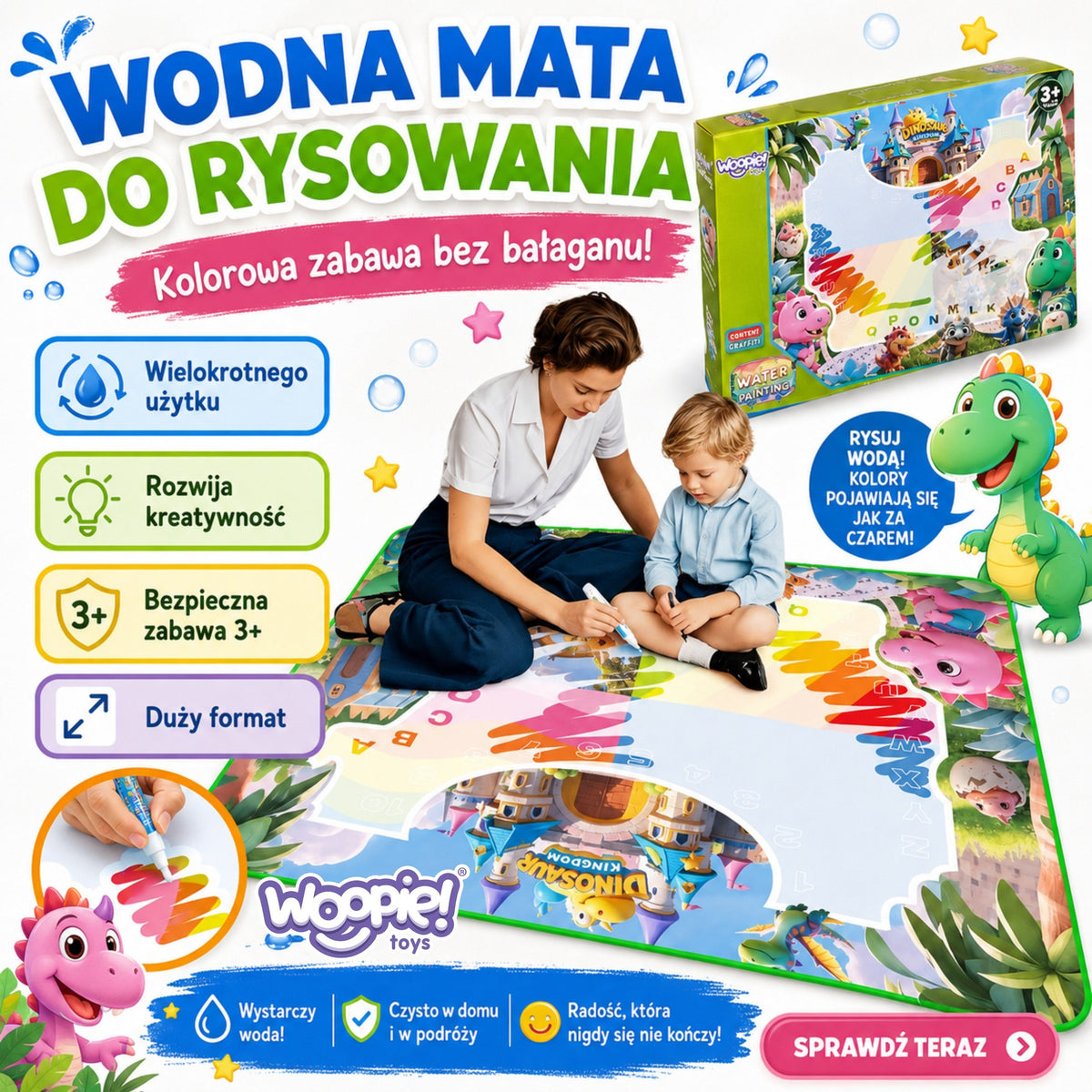 Water pens that reveal colours on the magic mat