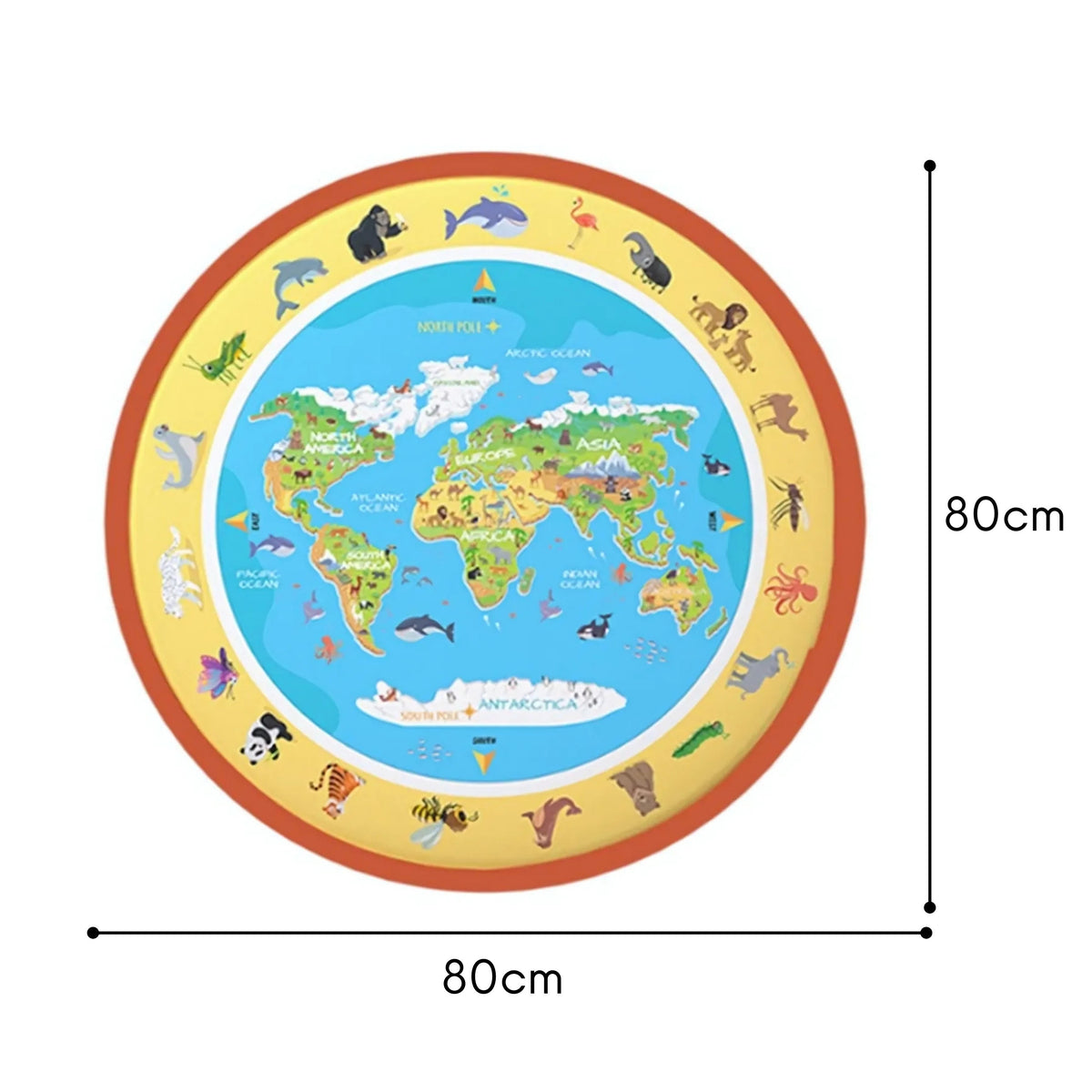 Woopie round ZOO water mat – drawing fading as it dries