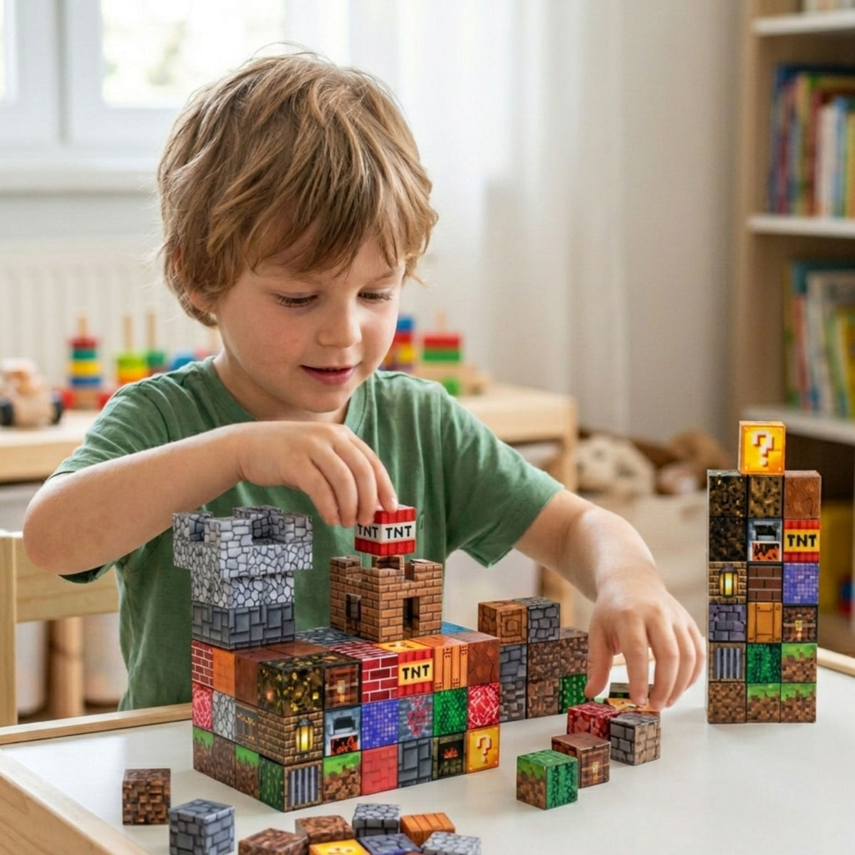 Colourful magnetic cubes with printed patterns