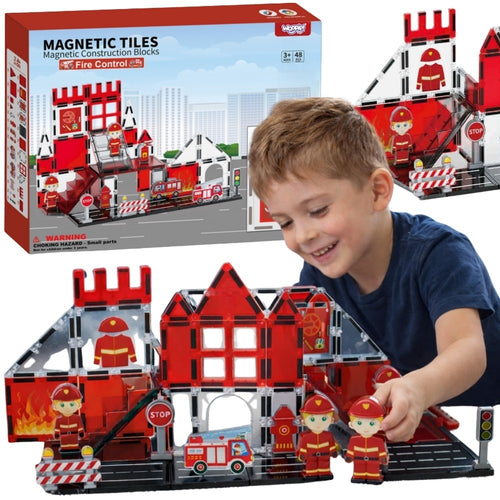 Woopie Magnetic Building Blocks Fire Station 48 pcs