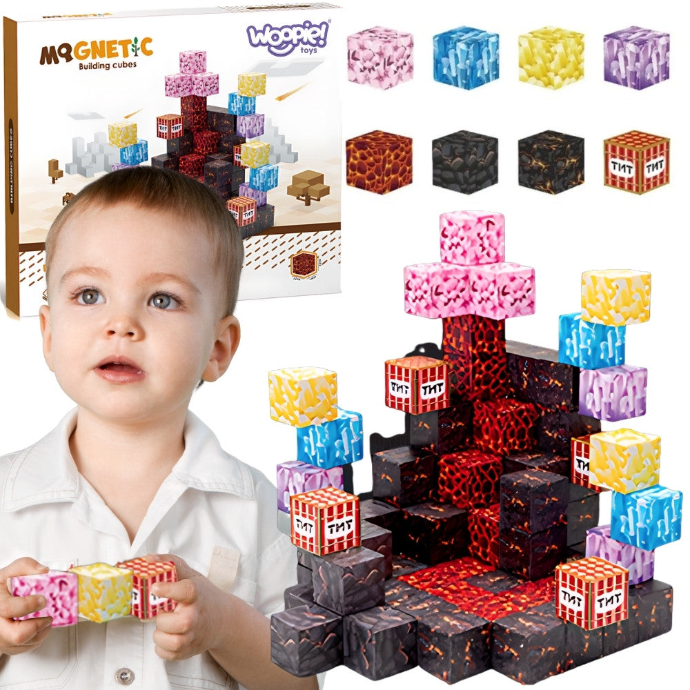 Woopie magnetic pixel cubes building set, 74 pieces