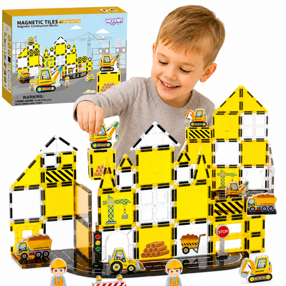 Woopie magnetic tiles construction site STEAM set, 47 pieces