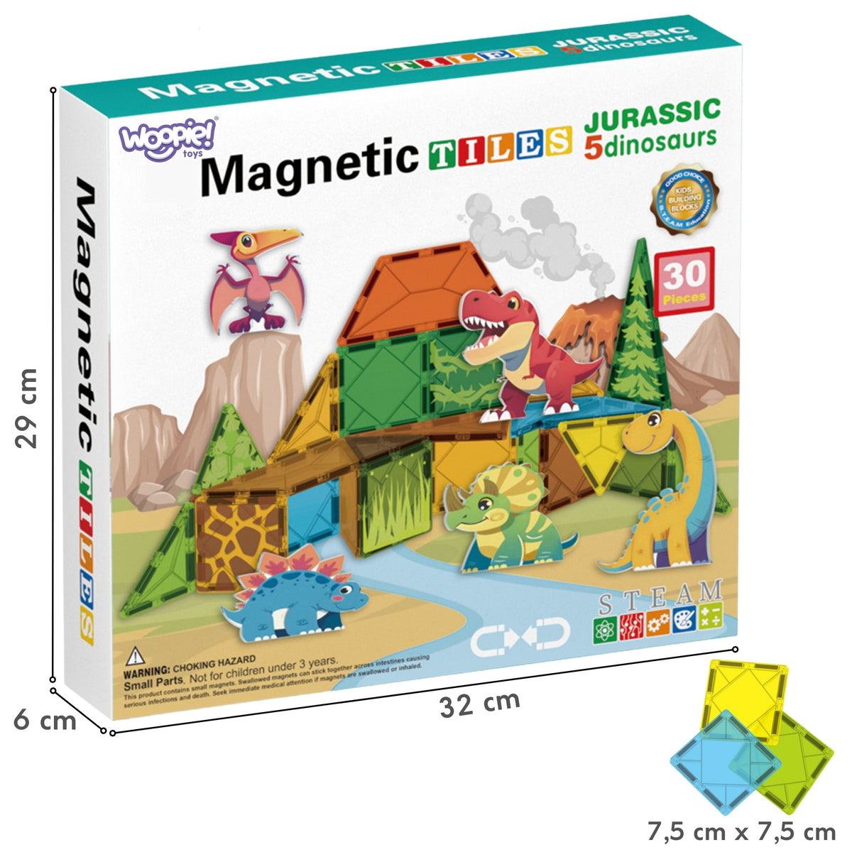 Woopie dino magnetic tiles 30 – prehistoric scene