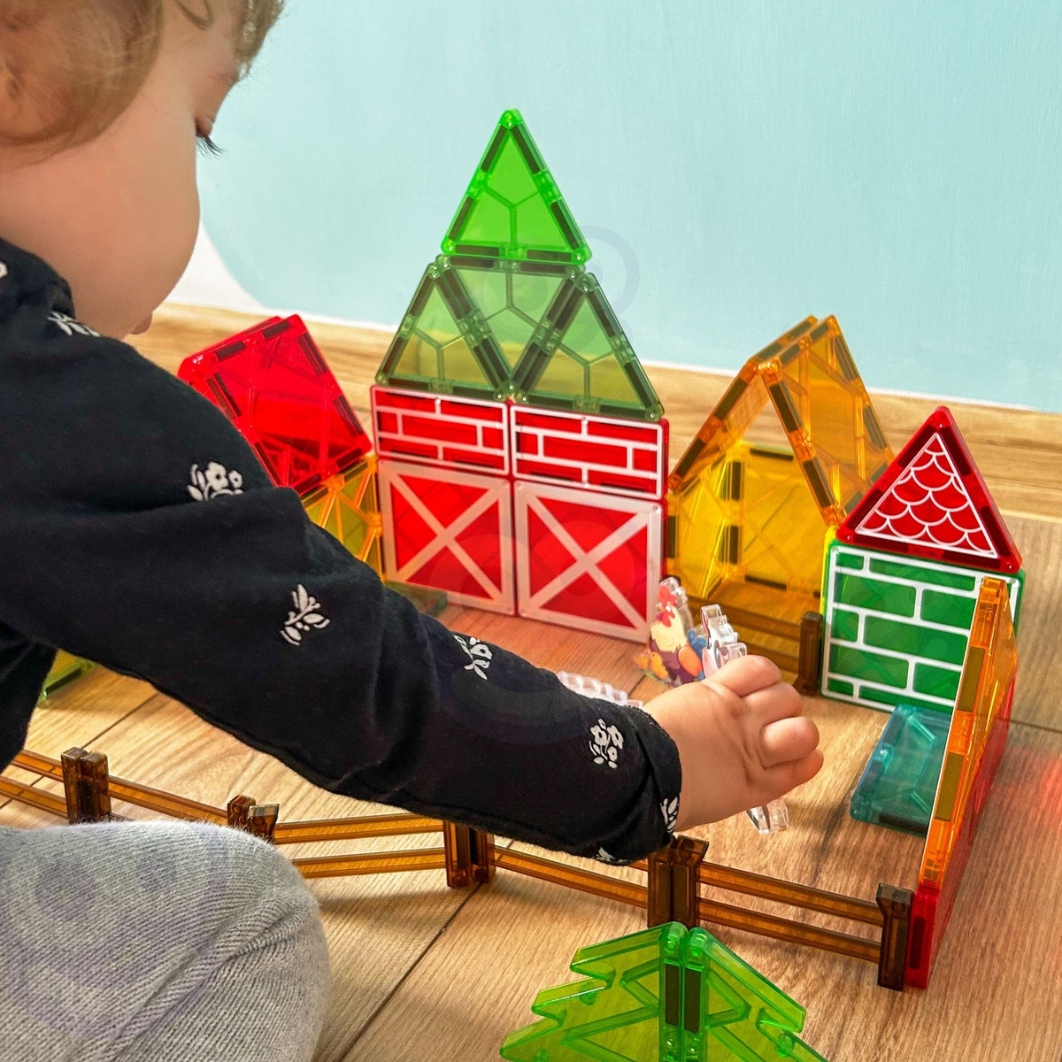 Red magnetic tile barn with a triangle roof
