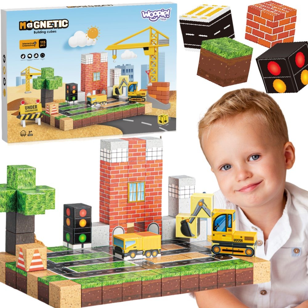 Woopie Magnetic Cube Blocks Construction Site, 115 pcs