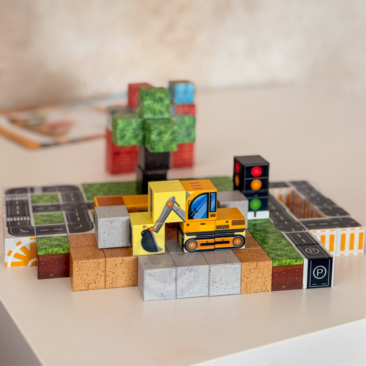 Woopie magnetic cubes building site – textured cubes