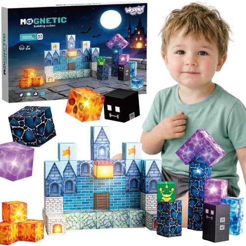 Woopie Magnetic Cube Blocks Pixel Castle 64 pcs