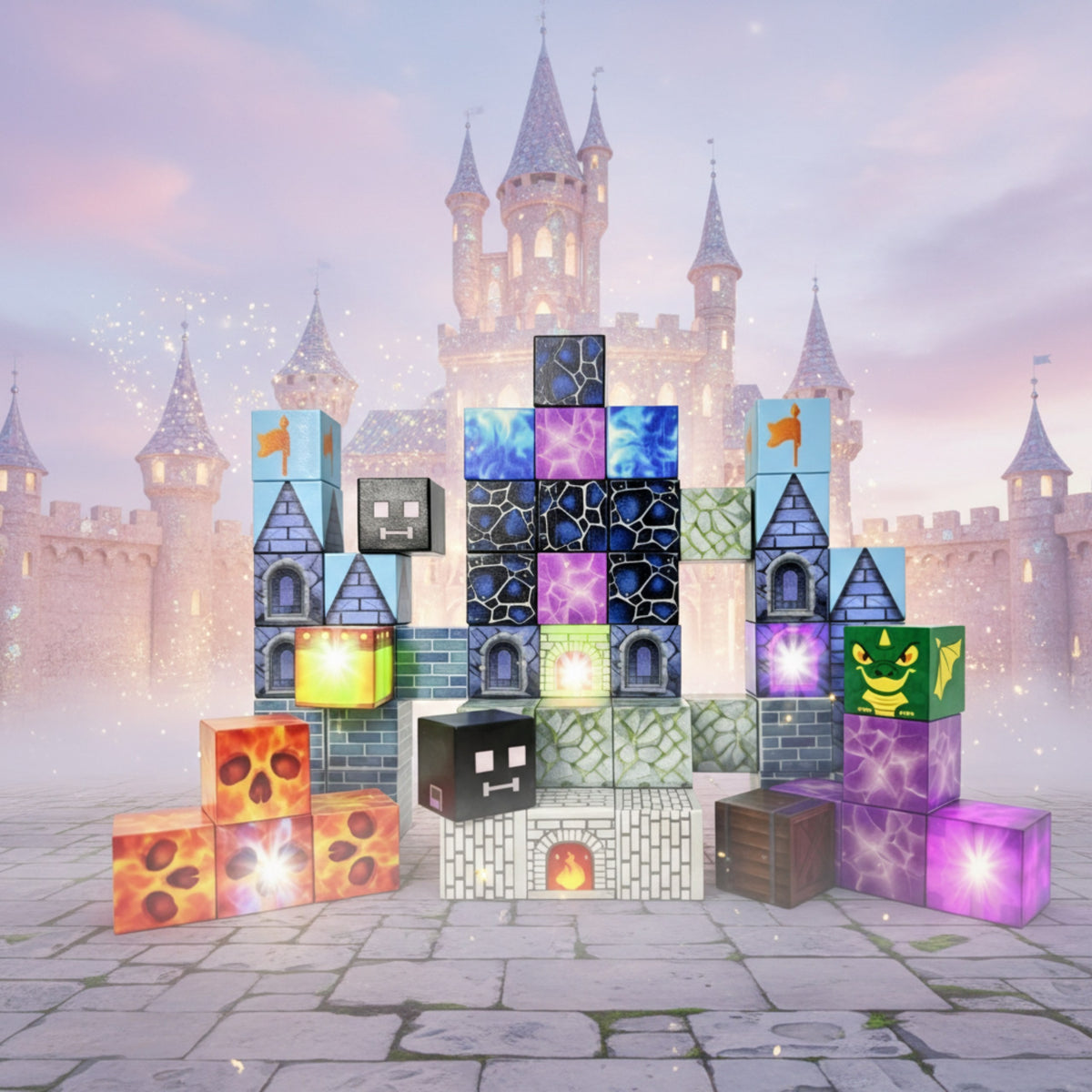 Woopie magnetic pixel castle cubes – light-up cubes