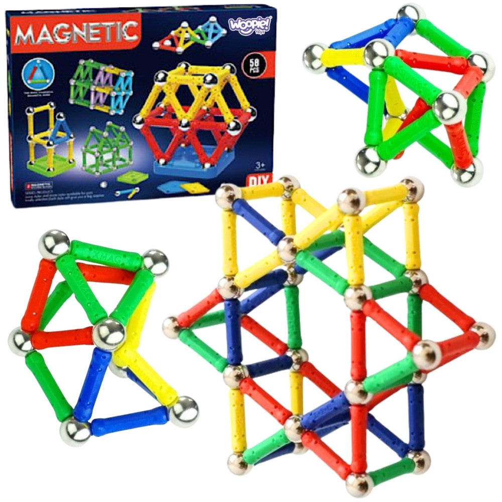 Woopie magnetic sticks and balls building set, 58 pieces