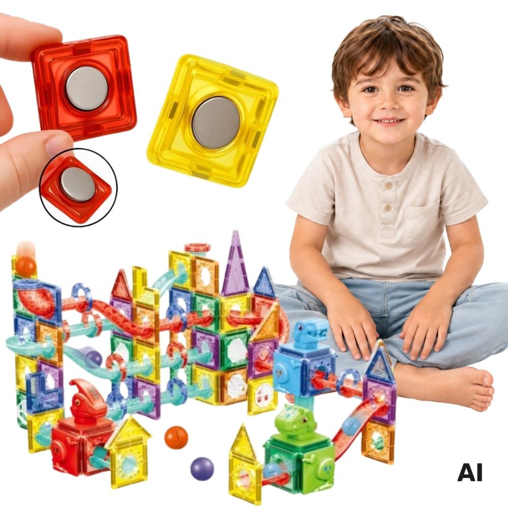 Woopie Magnetic 3D Tiles Marble Run Mega Set, 170 pcs