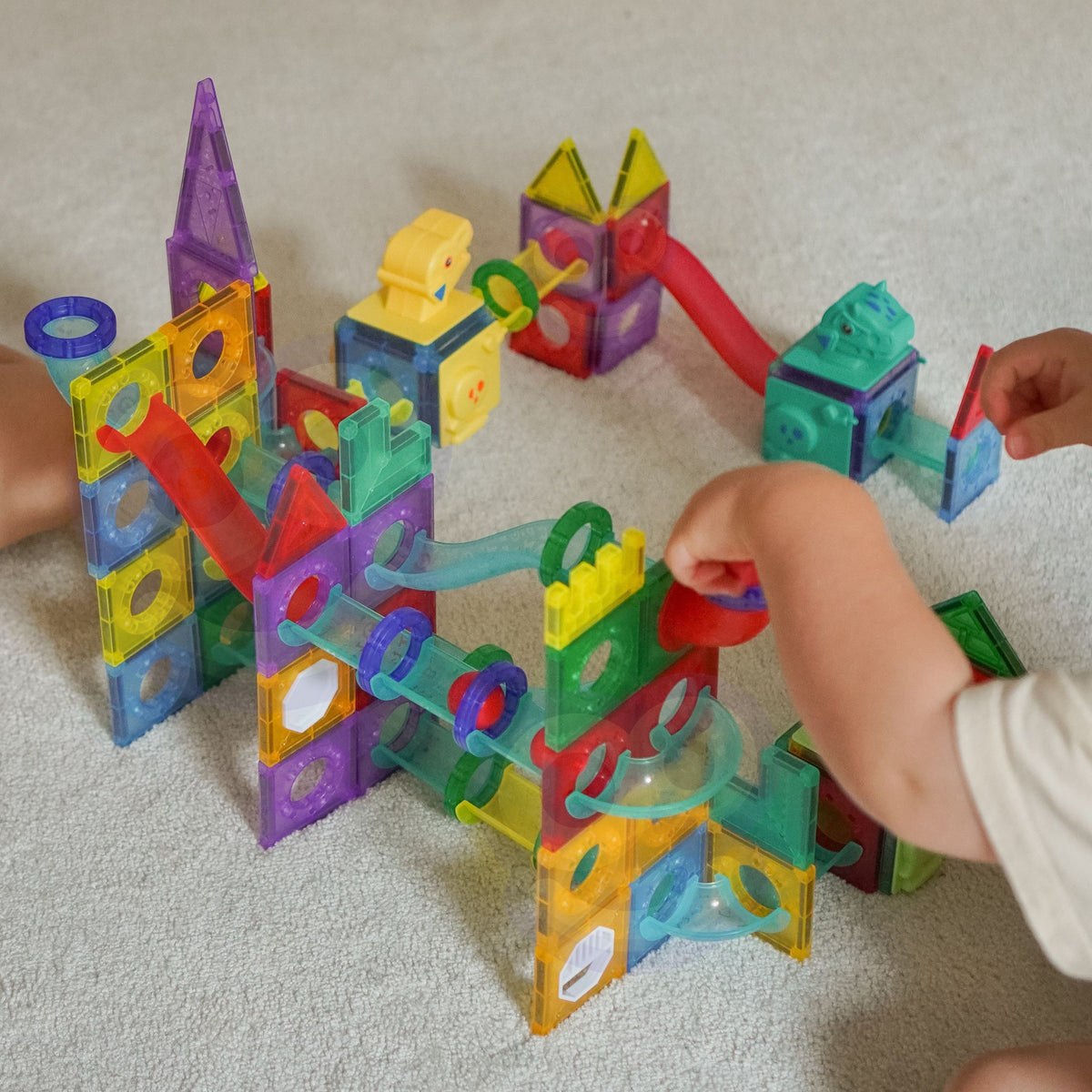 Woopie magnetic marble run 170 – clear magnetic tiles