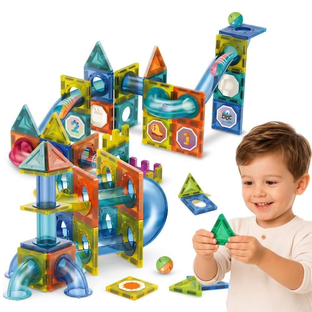 Woopie Magnetic 3D Tiles Marble Run Starter Set, 42 pcs