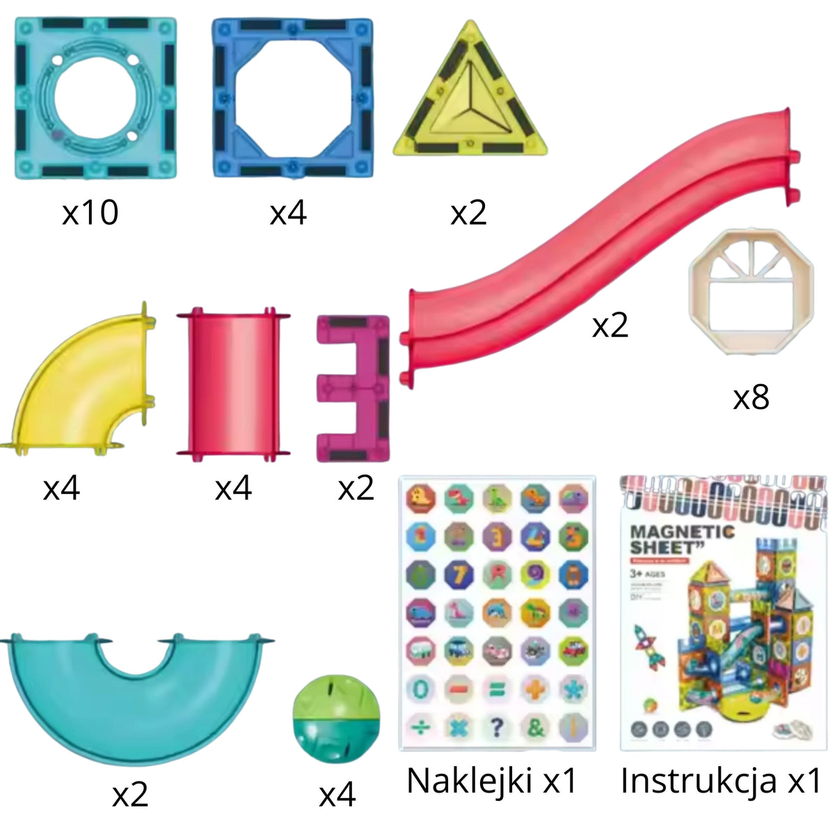Woopie magnetic marble run 42 – marbles and stickers