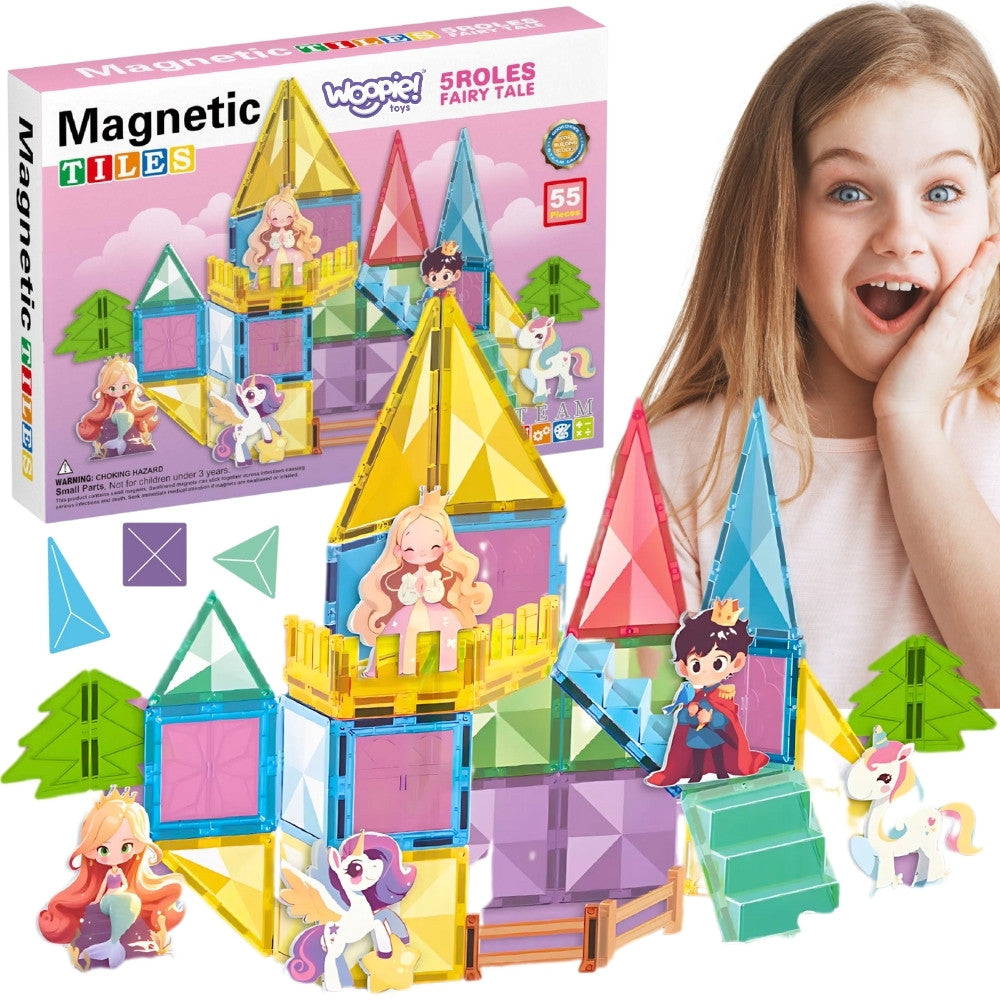 Woopie Magnetic Tiles Fairytale Castle Set, 55 pcs