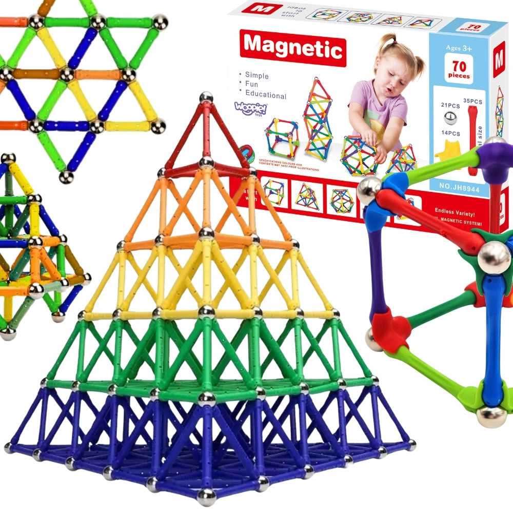 Woopie magnetic sticks and balls building set, 70 pieces