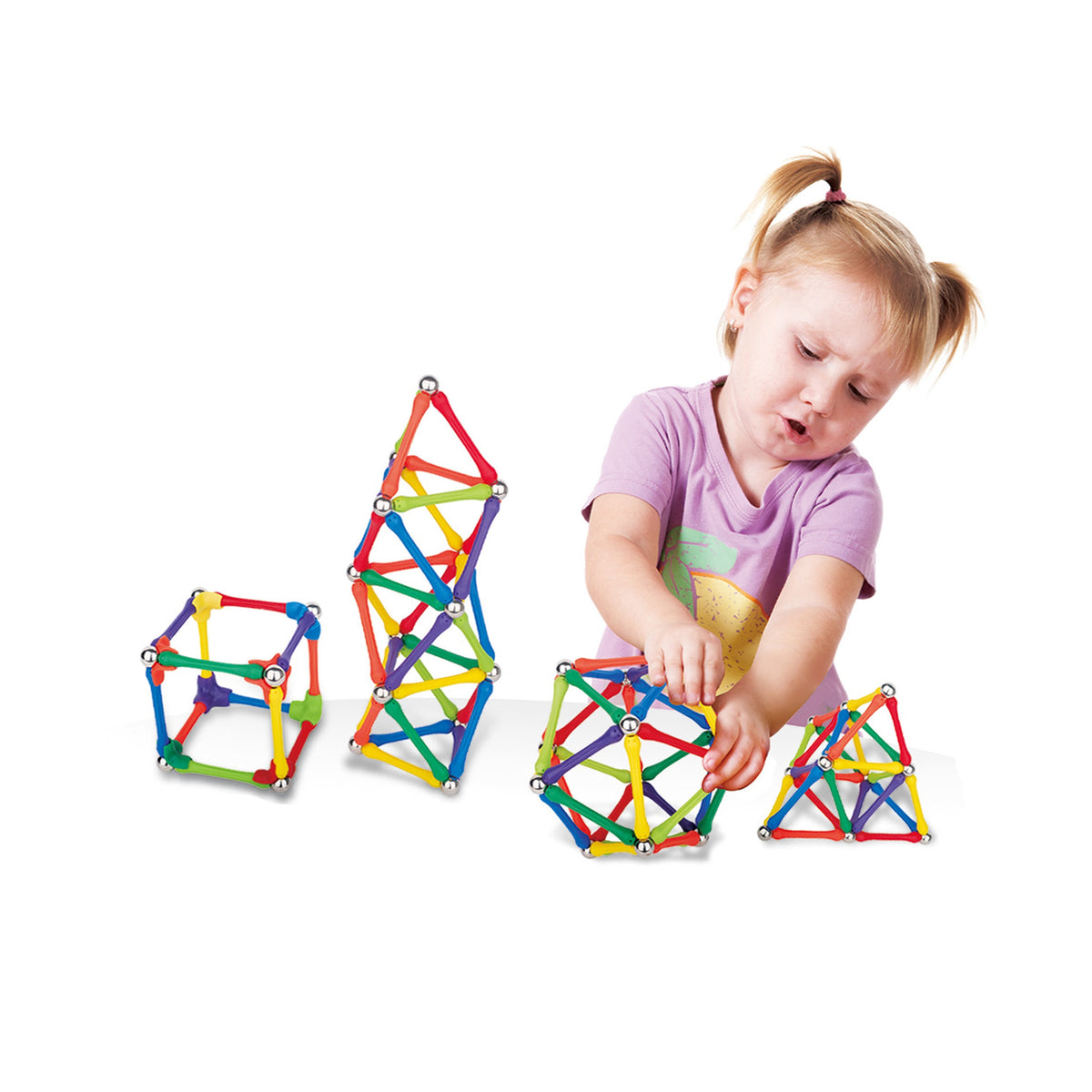 Magnetic building set – 3D shapes from sticks and metal balls