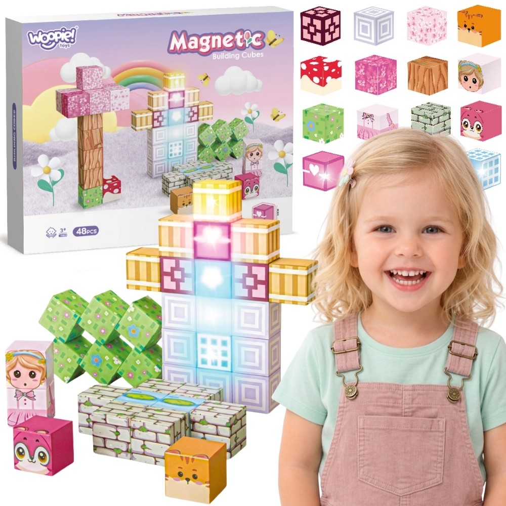 Woopie Montessori magnetic building cubes, 48 pieces