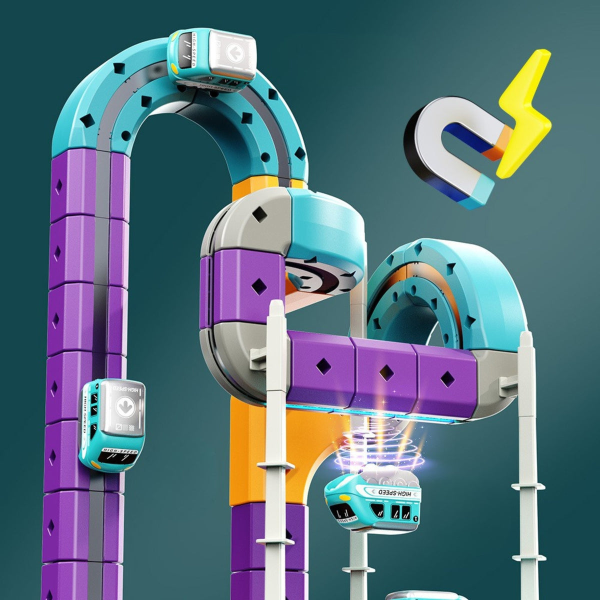 Woopie magnētiskā 3D trase, 38 d. – komplekts ar USB vadu