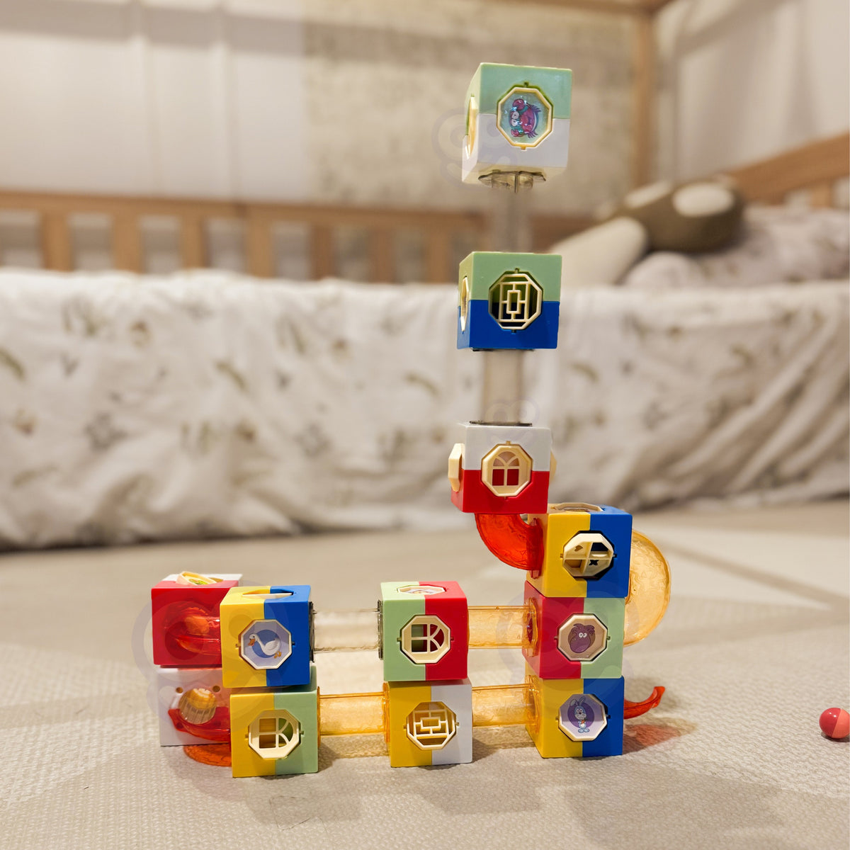 Woopie 3D block marble run – multi-level marble run