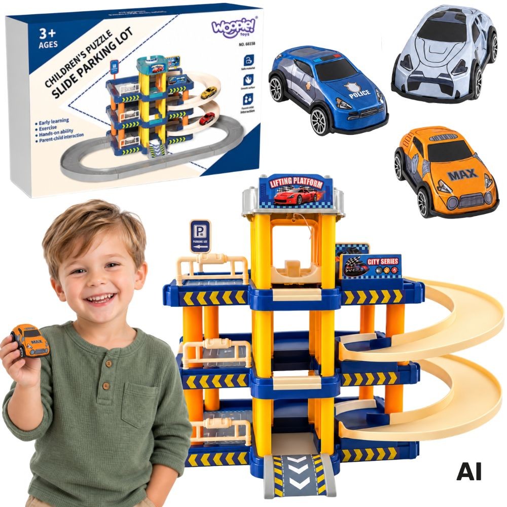 Woopie Multi-Storey Toy Garage with Lift and 3 Cars