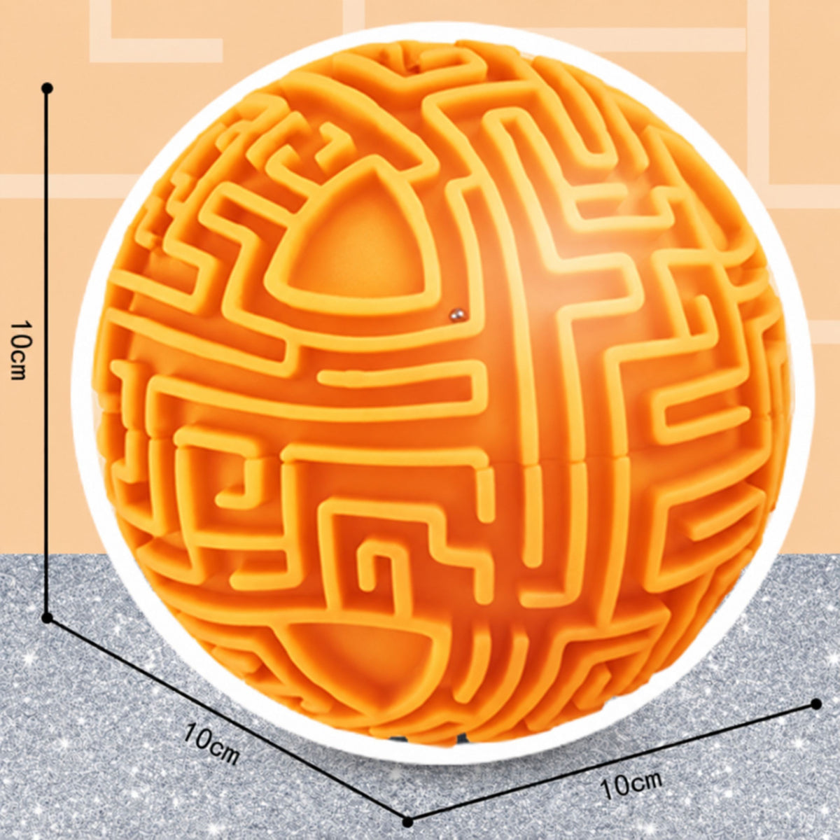 Orange 3D maze ball in its box – screen-free game