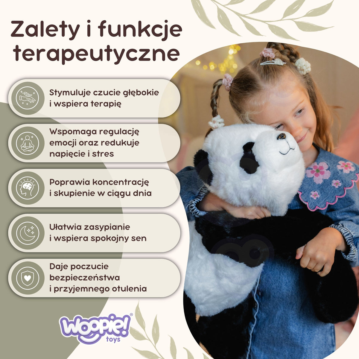 Woopie svērtā panda 1,5 kg – apskāviens uz dīvāna