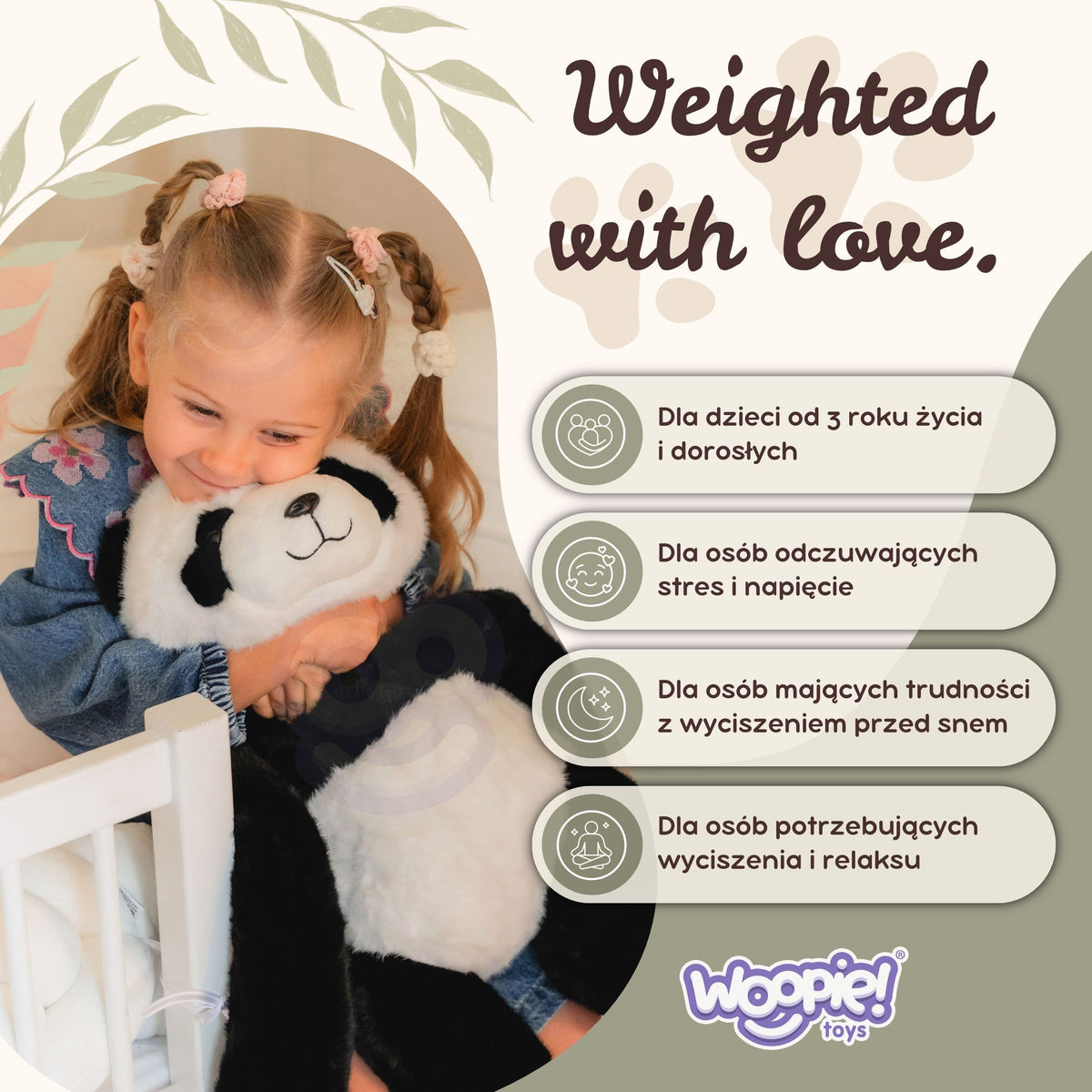 Woopie svērtā panda 1 kg – viegla svērtā panda