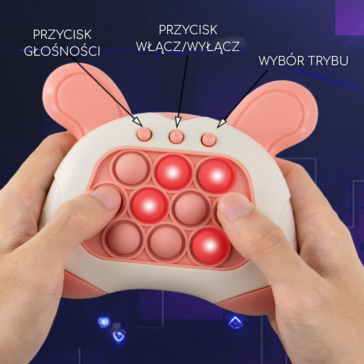 Light-up bubbles on the pink bunny ears game