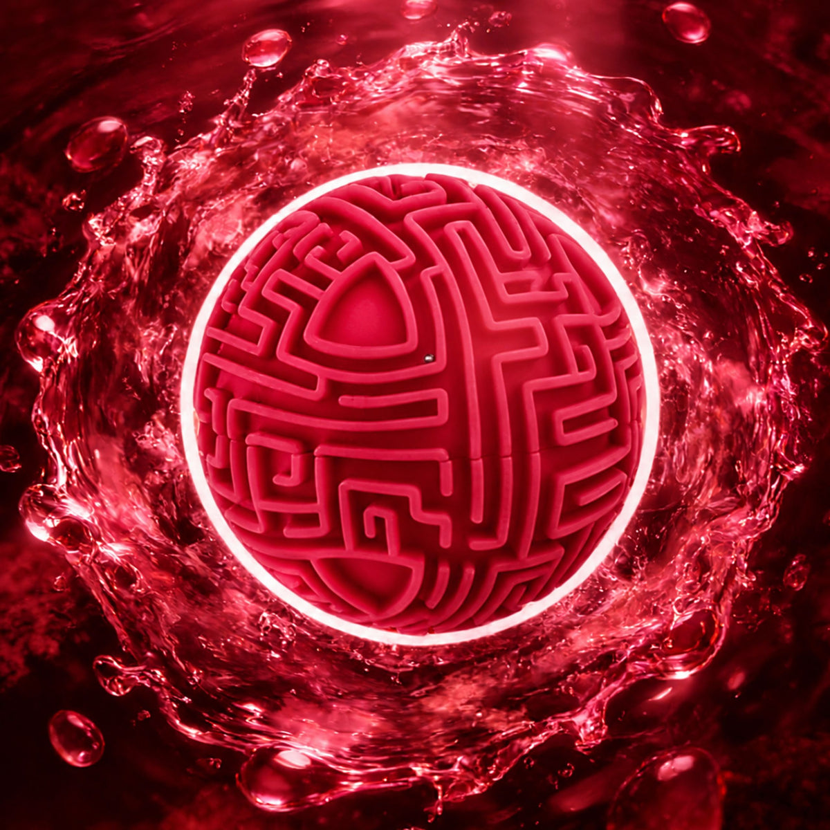 Red 3D maze ball – twisting paths and narrow bridges