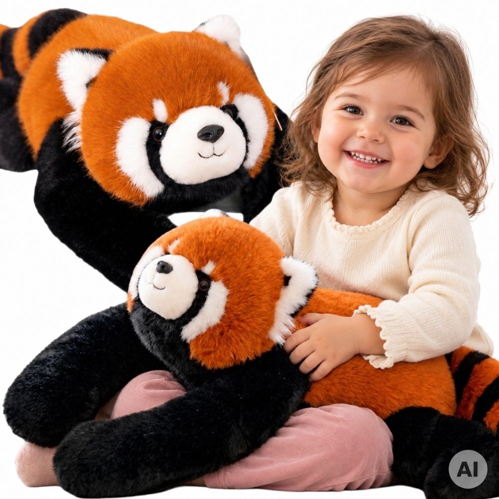 Woopie svērtā plīša sarkanā panda 65 cm, 1 kg