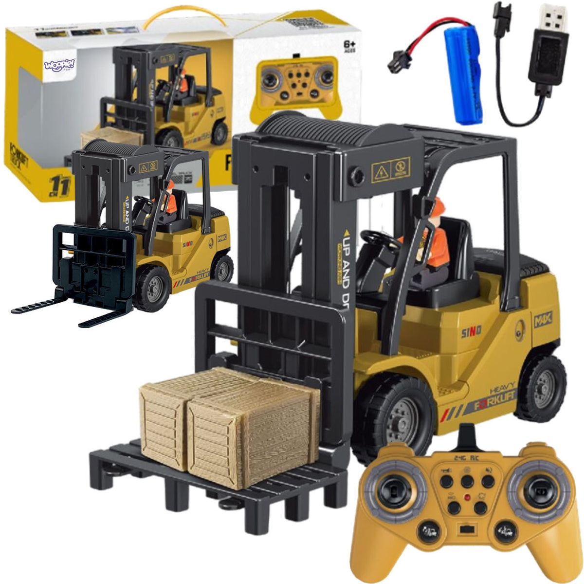 Woopie RC forklift 1:24 with 11 channels, lights and mist