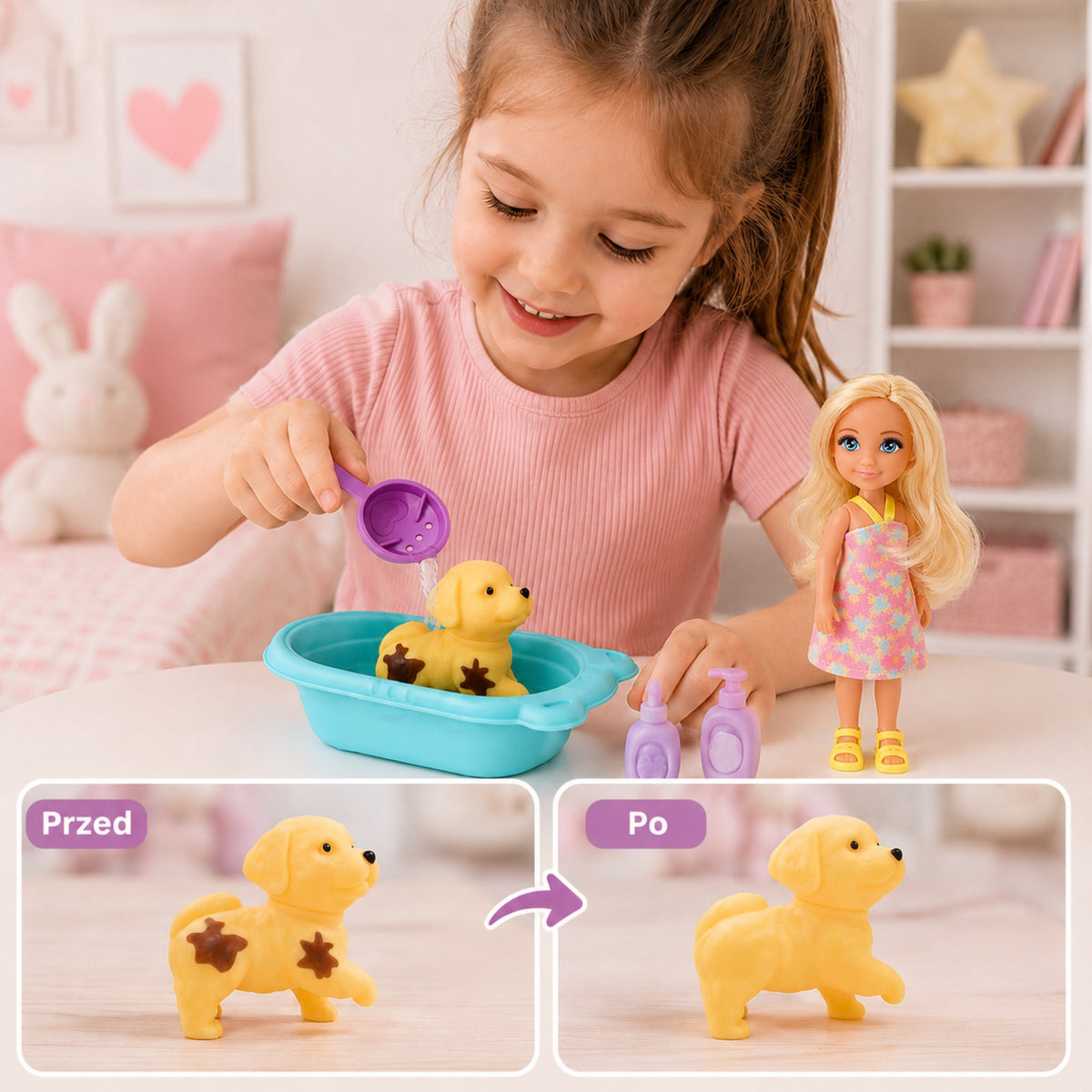 Woopie Royal puppy bath doll set – bathtub with shower