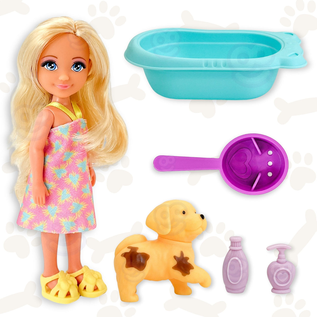 Woopie Royal puppy bath doll set – spots disappearing
